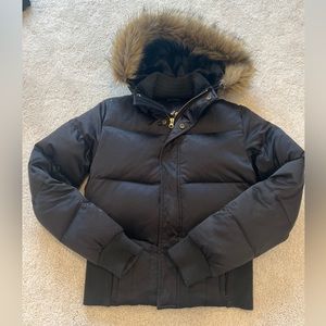 Vintage Aritzia Talula Black Duck Down Bomber Jacket Size Small Y2K